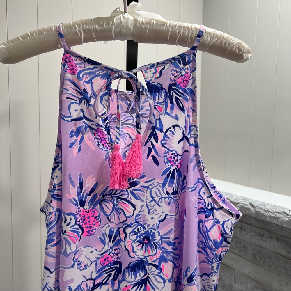 Lilly Pulitzer Margot Lilac Trunks In The Air Sleeveless Shift Mini Dress L NWT - Picture 4 of 6